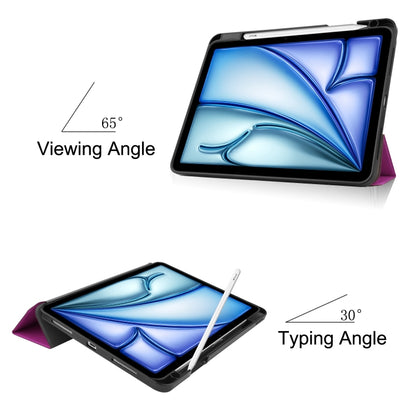For iPad Air 11 2024 / 2025 Custer TPU Pure Color 3-Fold Holder Smart Leather Tablet Case(Purple) - iPad Air 11 2025 / 2024 Cases by buy2fix | Online Shopping UK | buy2fix