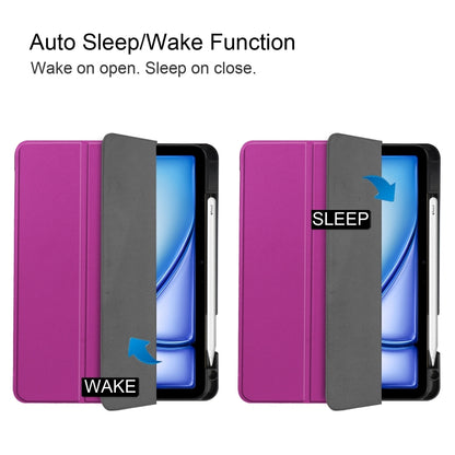 For iPad Air 11 2024 / 2025 Custer TPU Pure Color 3-Fold Holder Smart Leather Tablet Case(Purple) - iPad Air 11 2025 / 2024 Cases by buy2fix | Online Shopping UK | buy2fix