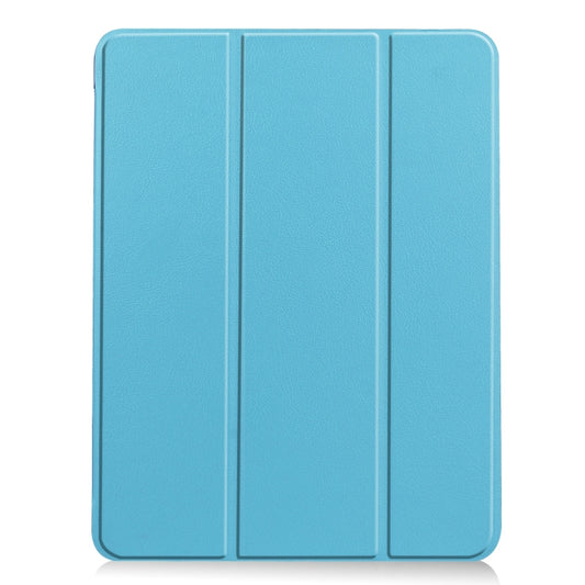 For iPad Air 11 2024 / 2025 Custer TPU Pure Color 3-Fold Holder Smart Leather Tablet Case(Sky Blue) - iPad Air 11 2025 / 2024 Cases by buy2fix | Online Shopping UK | buy2fix
