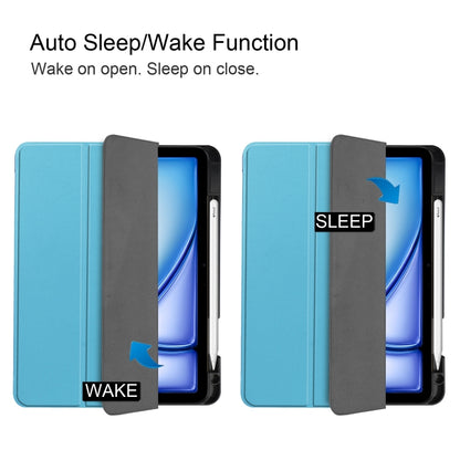 For iPad Air 11 2024 / 2025 Custer TPU Pure Color 3-Fold Holder Smart Leather Tablet Case(Sky Blue) - iPad Air 11 2025 / 2024 Cases by buy2fix | Online Shopping UK | buy2fix