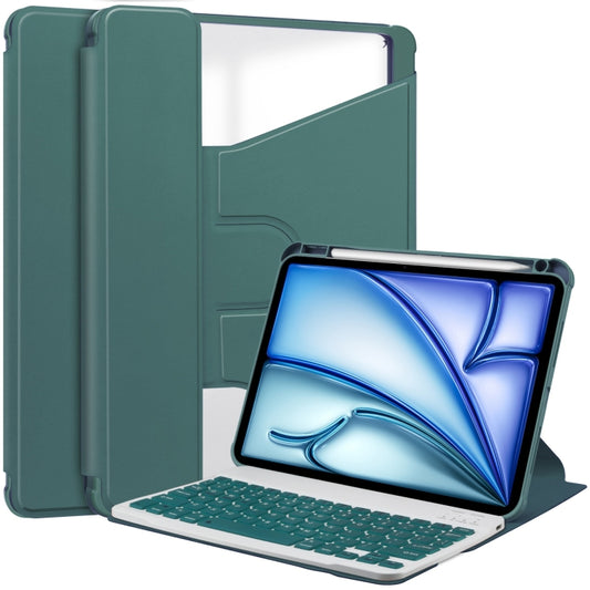 For iPad Air 11 2025 / 2024 Transparent Rotation Smart Leather Tablet Case with Keyboard(Dark Green) - iPad Air 11 2025 / 2024 Cases by buy2fix | Online Shopping UK | buy2fix