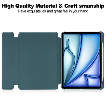 For iPad Air 11 2025 / 2024 Transparent Rotation Smart Leather Tablet Case with Keyboard(Dark Green) - iPad Air 11 2025 / 2024 Cases by buy2fix | Online Shopping UK | buy2fix