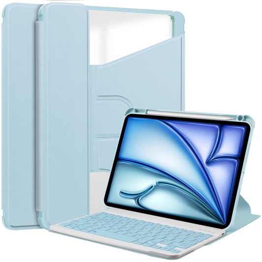 For iPad Air 11 2025 / 2024 Transparent Rotation Smart Leather Tablet Case with Keyboard(Sky Blue) - iPad Air 11 2025 / 2024 Cases by buy2fix | Online Shopping UK | buy2fix