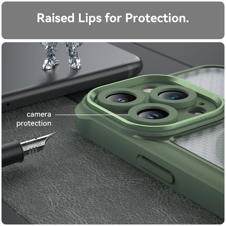 For iPhone 14 / 13 Carbon Fiber Texture MagSafe Translucent Phone Case(Green) by buy2fix