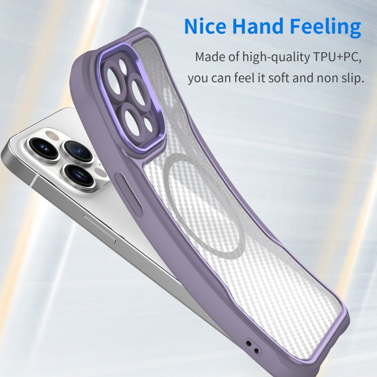 For iPhone 13 Pro Carbon Fiber Texture MagSafe Translucent Phone Case(Purple) by buy2fix