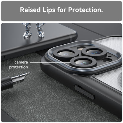 For iPhone 12 Carbon Fiber Texture MagSafe Translucent Phone Case(Black) by buy2fix