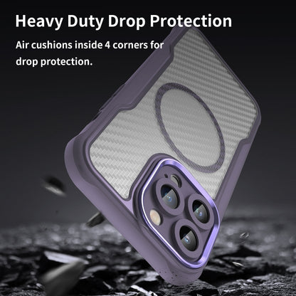 For iPhone 11 Pro Carbon Fiber Texture MagSafe Translucent Phone Case(Purple) by buy2fix