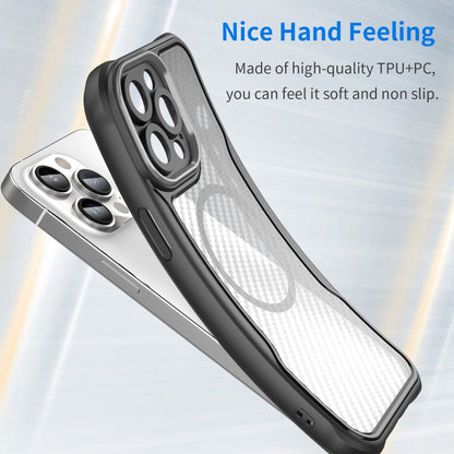 For iPhone 12 Pro Carbon Fiber Texture MagSafe Translucent Phone Case(Black) by buy2fix