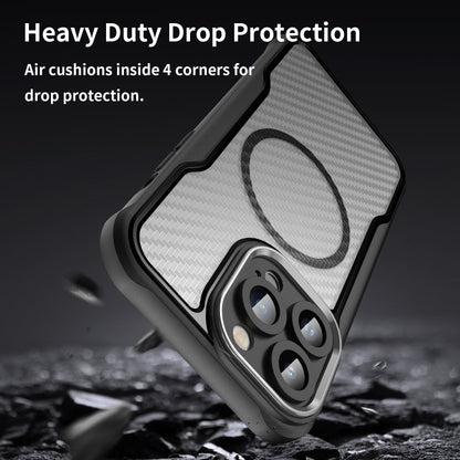 For iPhone 12 Pro Carbon Fiber Texture MagSafe Translucent Phone Case(Black) by buy2fix