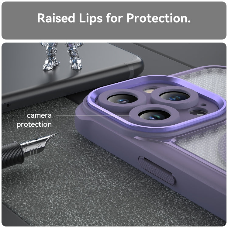 For iPhone 12 Pro Carbon Fiber Texture MagSafe Translucent Phone Case(Purple) by buy2fix