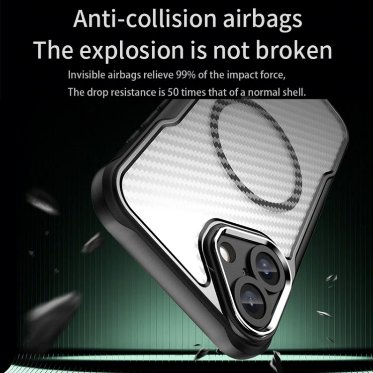 For iPhone 16 Carbon Fiber Texture MagSafe Translucent Phone Case(Green) by buy2fix