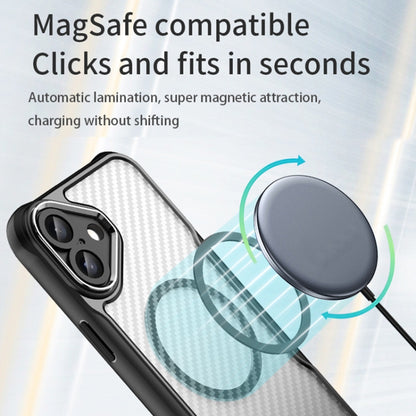 For iPhone 16 Carbon Fiber Texture MagSafe Translucent Phone Case(Green) by buy2fix