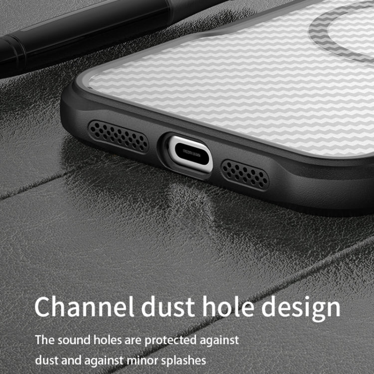 For iPhone 16 Plus Carbon Fiber Texture MagSafe Translucent Phone Case(Blue) by buy2fix