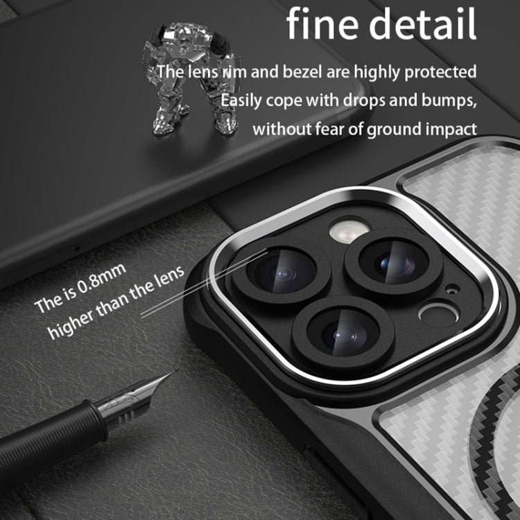 For iPhone 16 Pro Max Carbon Fiber Texture MagSafe Translucent Phone Case(Black) by buy2fix