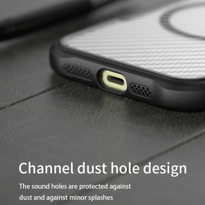 For iPhone 16 Pro Max Carbon Fiber Texture MagSafe Translucent Phone Case(Purple) by buy2fix