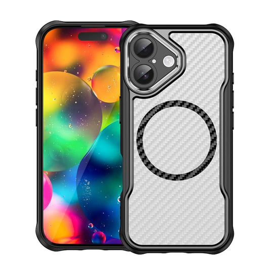 For iPhone 17 Carbon Fiber Texture MagSafe Translucent Phone Case(Black) - iPhone 17 Cases by buy2fix | Online Shopping UK | buy2fix