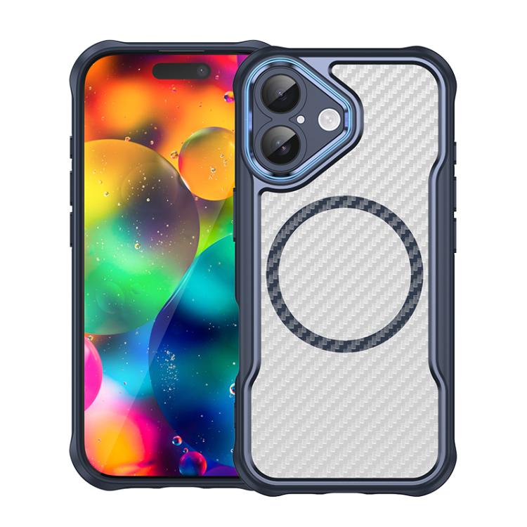 For iPhone 17 Carbon Fiber Texture MagSafe Translucent Phone Case(Blue) - iPhone 17 Cases by buy2fix | Online Shopping UK | buy2fix