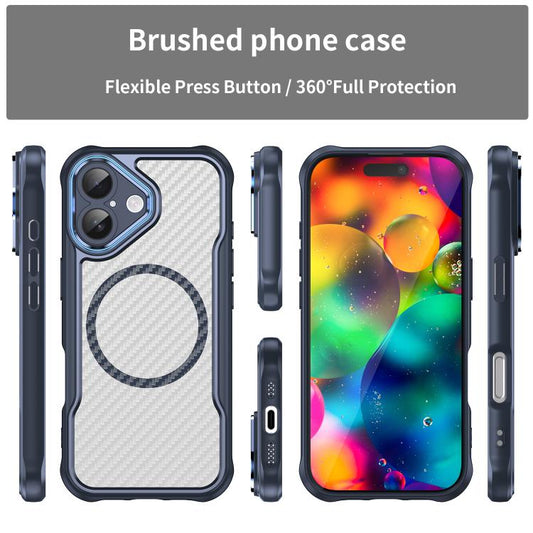 For iPhone 17 Carbon Fiber Texture MagSafe Translucent Phone Case(Blue) - iPhone 17 Cases by buy2fix | Online Shopping UK | buy2fix