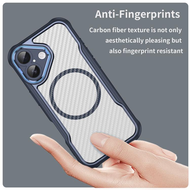 For iPhone 17 Carbon Fiber Texture MagSafe Translucent Phone Case(Blue) - iPhone 17 Cases by buy2fix | Online Shopping UK | buy2fix