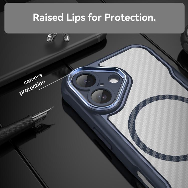 For iPhone 17 Carbon Fiber Texture MagSafe Translucent Phone Case(Blue) - iPhone 17 Cases by buy2fix | Online Shopping UK | buy2fix