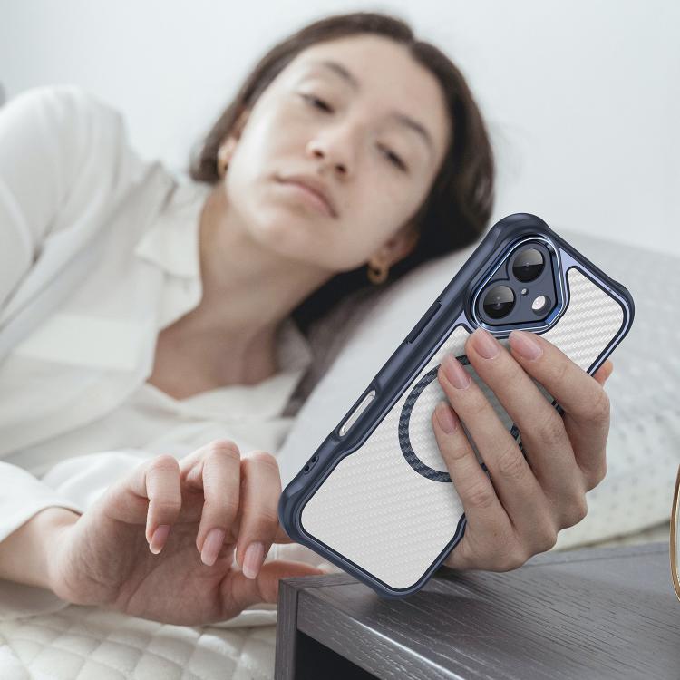 For iPhone 17 Carbon Fiber Texture MagSafe Translucent Phone Case(Blue) - iPhone 17 Cases by buy2fix | Online Shopping UK | buy2fix