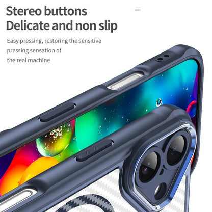 For iPhone 17 Carbon Fiber Texture MagSafe Translucent Phone Case(Blue) - iPhone 17 Cases by buy2fix | Online Shopping UK | buy2fix