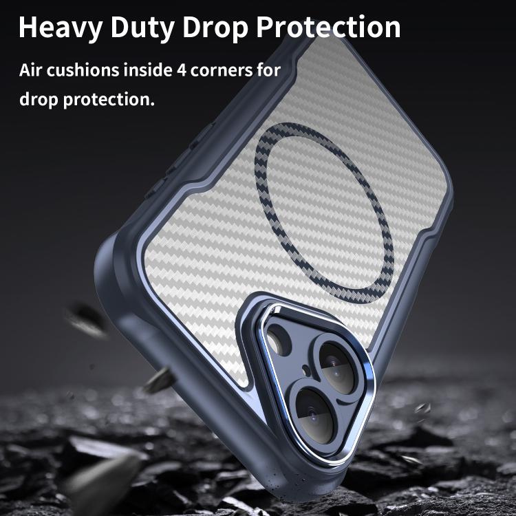 For iPhone 17 Carbon Fiber Texture MagSafe Translucent Phone Case(Blue) - iPhone 17 Cases by buy2fix | Online Shopping UK | buy2fix