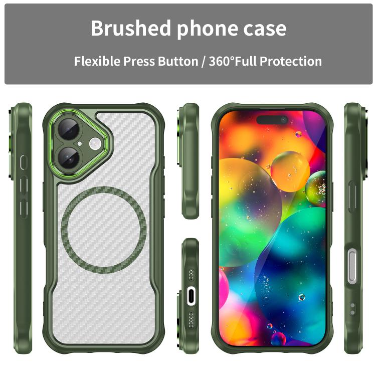 For iPhone 17 Carbon Fiber Texture MagSafe Translucent Phone Case(Green) - iPhone 17 Cases by buy2fix | Online Shopping UK | buy2fix