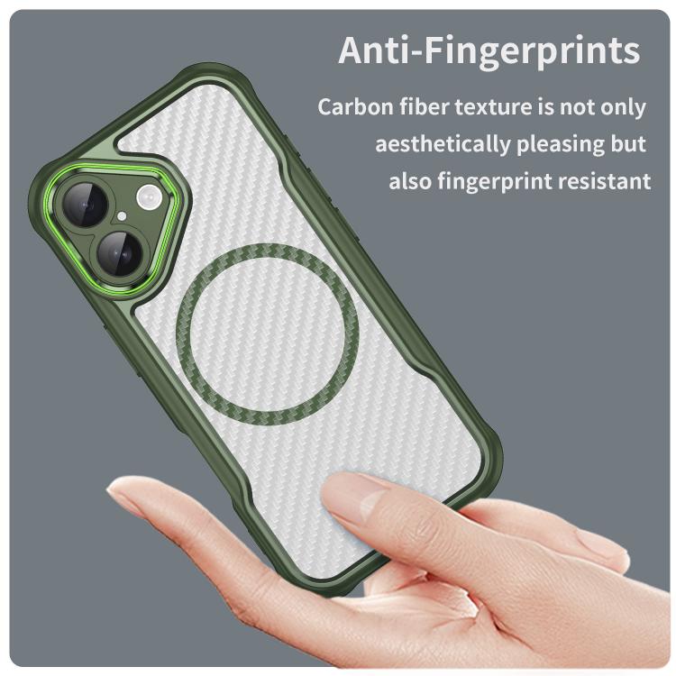 For iPhone 17 Carbon Fiber Texture MagSafe Translucent Phone Case(Green) - iPhone 17 Cases by buy2fix | Online Shopping UK | buy2fix
