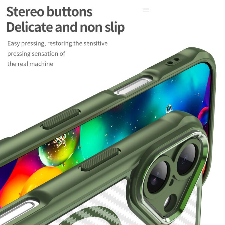 For iPhone 17 Carbon Fiber Texture MagSafe Translucent Phone Case(Green) - iPhone 17 Cases by buy2fix | Online Shopping UK | buy2fix