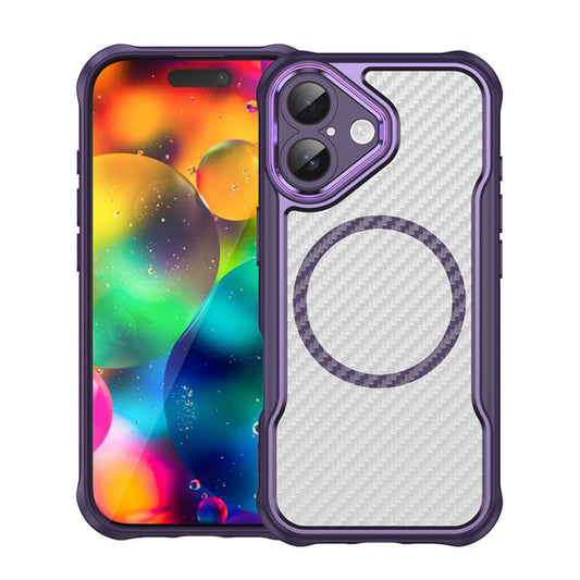 For iPhone 17 Carbon Fiber Texture MagSafe Translucent Phone Case(Purple) - iPhone 17 Cases by buy2fix | Online Shopping UK | buy2fix