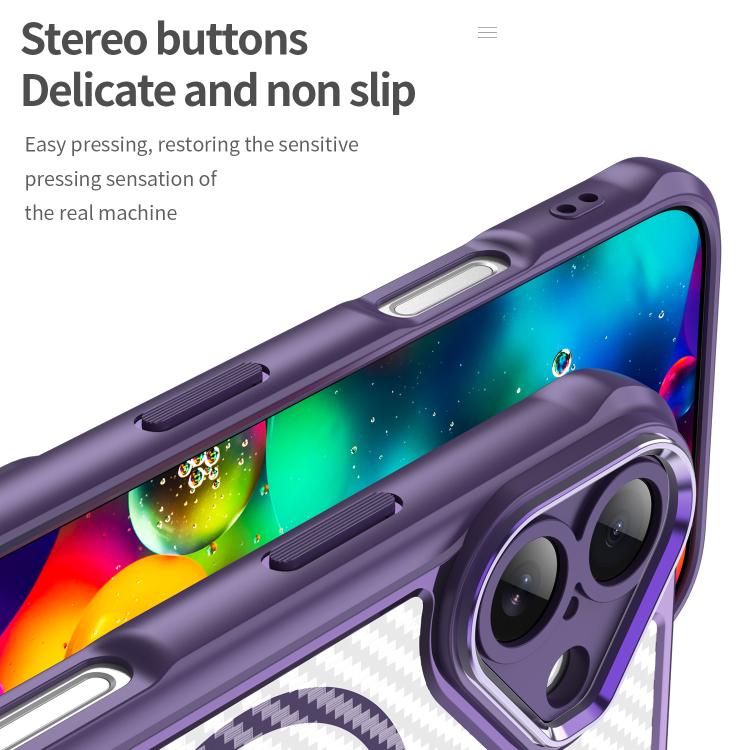 For iPhone 17 Carbon Fiber Texture MagSafe Translucent Phone Case(Purple) - iPhone 17 Cases by buy2fix | Online Shopping UK | buy2fix