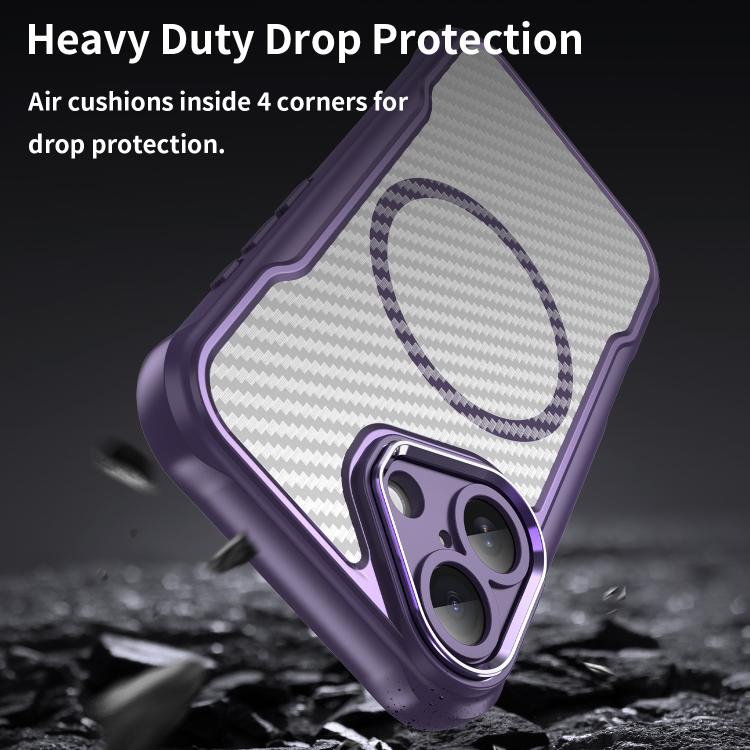 For iPhone 17 Carbon Fiber Texture MagSafe Translucent Phone Case(Purple) - iPhone 17 Cases by buy2fix | Online Shopping UK | buy2fix
