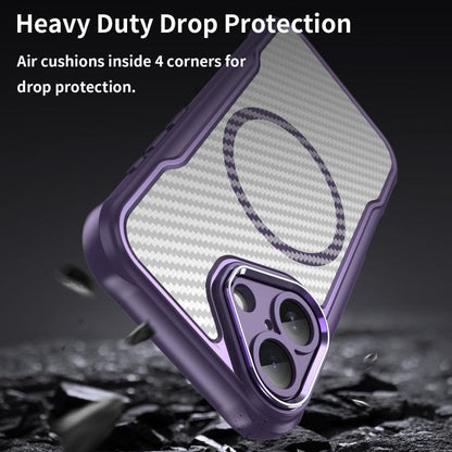 For iPhone 17 Carbon Fiber Texture MagSafe Translucent Phone Case(Purple) - iPhone 17 Cases by buy2fix | Online Shopping UK | buy2fix