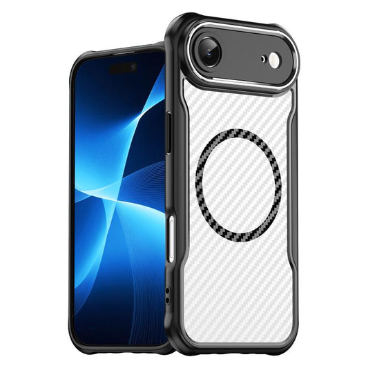 For  iPhone 17 Air Carbon Fiber Texture MagSafe Translucent Phone Case(Black) - iPhone Air Cases by buy2fix | Online Shopping UK | buy2fix