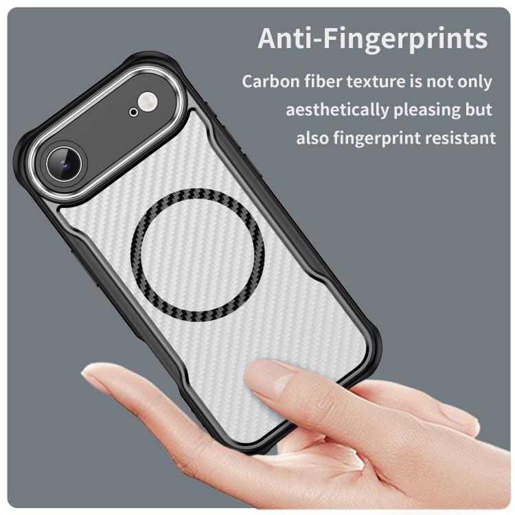 For  iPhone 17 Air Carbon Fiber Texture MagSafe Translucent Phone Case(Black) - iPhone Air Cases by buy2fix | Online Shopping UK | buy2fix