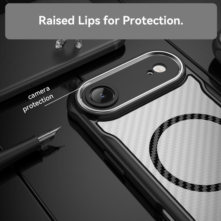 For  iPhone 17 Air Carbon Fiber Texture MagSafe Translucent Phone Case(Black) - iPhone Air Cases by buy2fix | Online Shopping UK | buy2fix