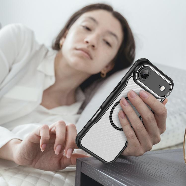 For  iPhone 17 Air Carbon Fiber Texture MagSafe Translucent Phone Case(Black) - iPhone Air Cases by buy2fix | Online Shopping UK | buy2fix