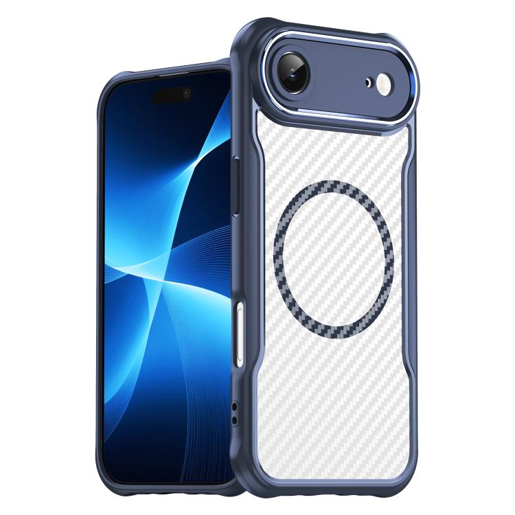 For  iPhone 17 Air Carbon Fiber Texture MagSafe Translucent Phone Case(Blue) - iPhone Air Cases by buy2fix | Online Shopping UK | buy2fix