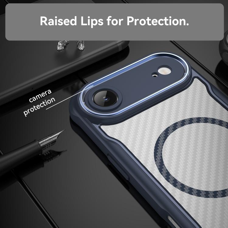 For  iPhone 17 Air Carbon Fiber Texture MagSafe Translucent Phone Case(Blue) - iPhone Air Cases by buy2fix | Online Shopping UK | buy2fix