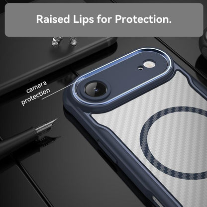 For  iPhone 17 Air Carbon Fiber Texture MagSafe Translucent Phone Case(Blue) - iPhone Air Cases by buy2fix | Online Shopping UK | buy2fix