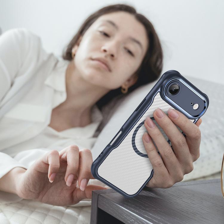 For  iPhone 17 Air Carbon Fiber Texture MagSafe Translucent Phone Case(Blue) - iPhone Air Cases by buy2fix | Online Shopping UK | buy2fix