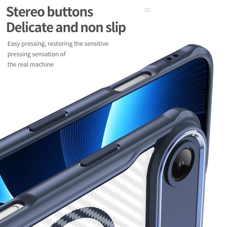 For  iPhone 17 Air Carbon Fiber Texture MagSafe Translucent Phone Case(Blue) - iPhone Air Cases by buy2fix | Online Shopping UK | buy2fix