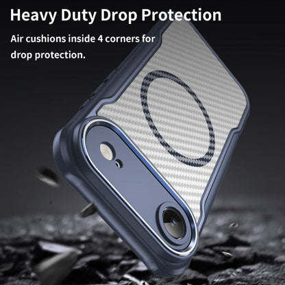 For  iPhone 17 Air Carbon Fiber Texture MagSafe Translucent Phone Case(Blue) - iPhone Air Cases by buy2fix | Online Shopping UK | buy2fix
