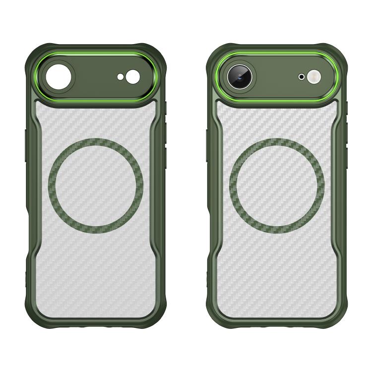 For  iPhone 17 Air Carbon Fiber Texture MagSafe Translucent Phone Case(Green) - iPhone Air Cases by buy2fix | Online Shopping UK | buy2fix