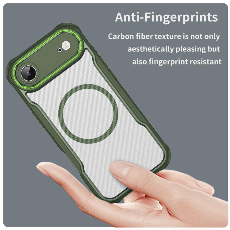 For  iPhone 17 Air Carbon Fiber Texture MagSafe Translucent Phone Case(Green) - iPhone Air Cases by buy2fix | Online Shopping UK | buy2fix