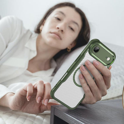 For  iPhone 17 Air Carbon Fiber Texture MagSafe Translucent Phone Case(Green) - iPhone Air Cases by buy2fix | Online Shopping UK | buy2fix