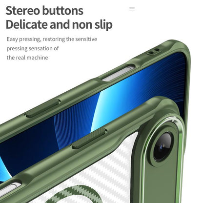 For  iPhone 17 Air Carbon Fiber Texture MagSafe Translucent Phone Case(Green) - iPhone Air Cases by buy2fix | Online Shopping UK | buy2fix