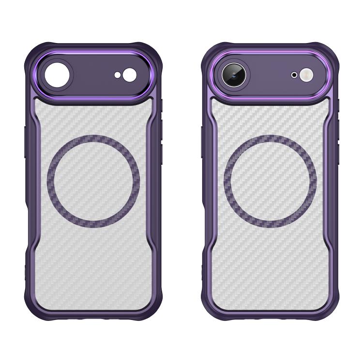 For  iPhone 17 Air Carbon Fiber Texture MagSafe Translucent Phone Case(Purple) - iPhone Air Cases by buy2fix | Online Shopping UK | buy2fix