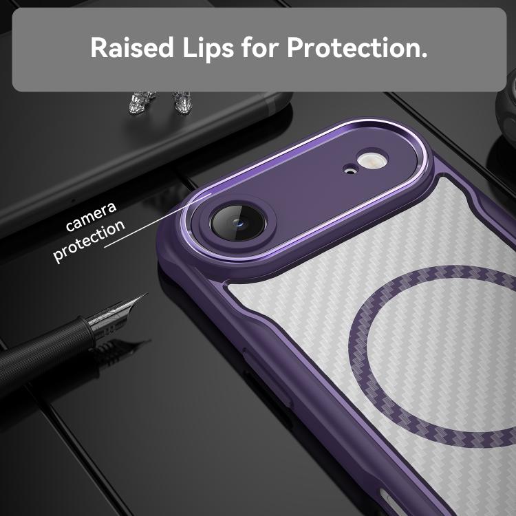 For  iPhone 17 Air Carbon Fiber Texture MagSafe Translucent Phone Case(Purple) - iPhone Air Cases by buy2fix | Online Shopping UK | buy2fix